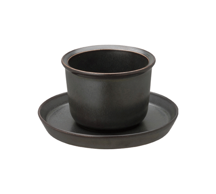 Tazza e sottotazza colore nero "Leaves to tea" - Kinto