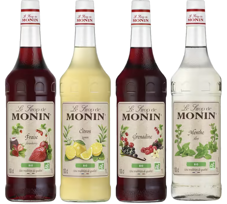 Assortimento di 4 sciroppi biologici di frutta e menta - 4 x 1 L - MONIN