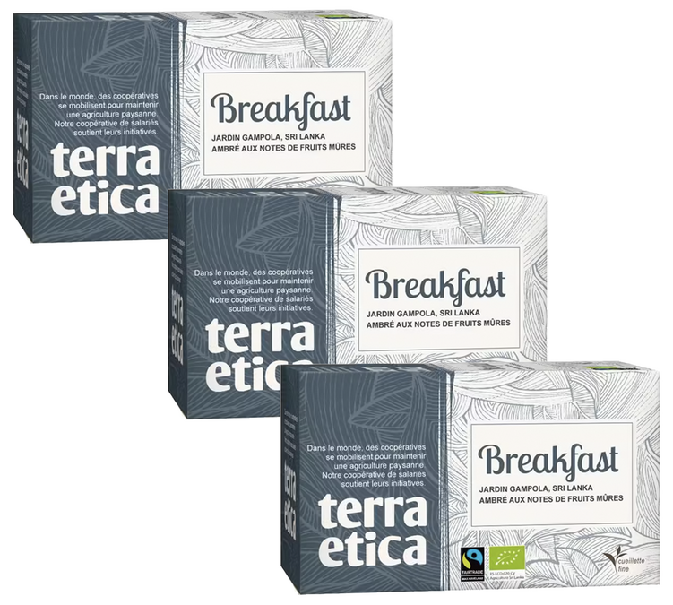Pack de Chá Preto Biológico e Comércio Justo para o Pequeno-almoço - 3 x 20 saquetas - TERRA ETICA