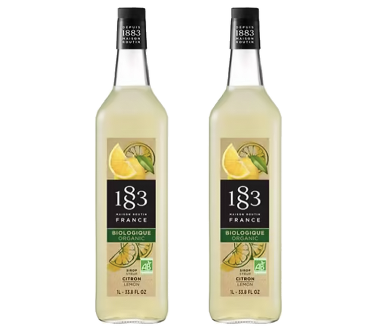 Sciroppo al Limone Biologico - Bottiglia di Vetro - 1883 ROUTIN 2 x 1 L