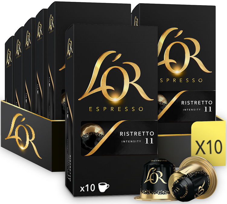 100 κάψουλες, συμβατές με τις μηχανές Nespresso* Original Ristretto - L'OR ESPRESSO