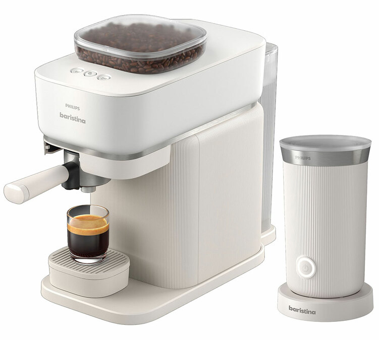 Μηχανή espresso με μύλο PHILIPS Baristina BAR303/00 με αφριστήρι γάλακτος - Λευκό