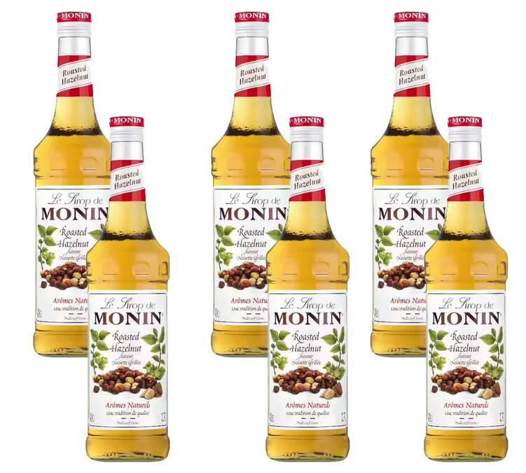 6x1L Monin Sirap Rostad Hasselnötssmak - Plastflaska