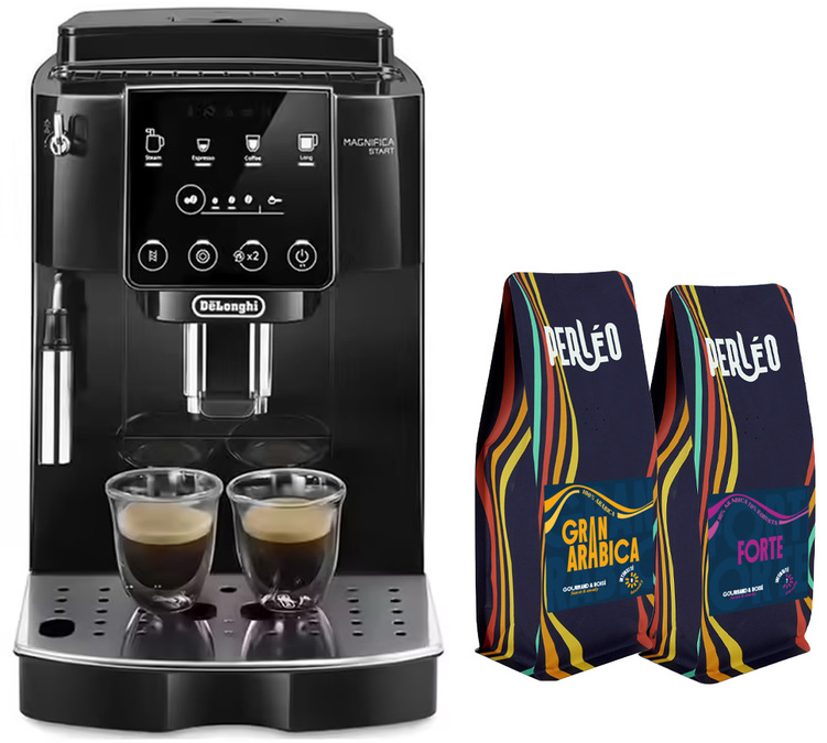 „Delonghi Magnifica Start FEB 2221.B“ – juoda kavamalė su 4 mėnesių atsargų paketu.