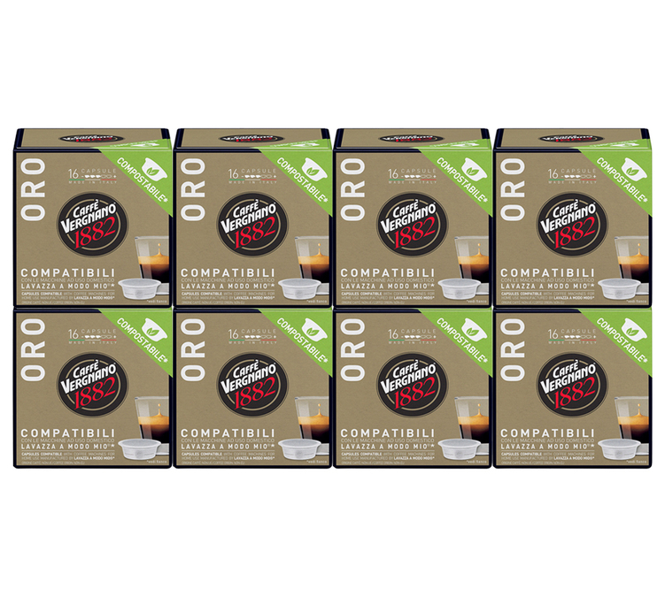 128 Capsules compostables compatibles A Modo Mio Lavazza Oro - CAFFE VERGNANO