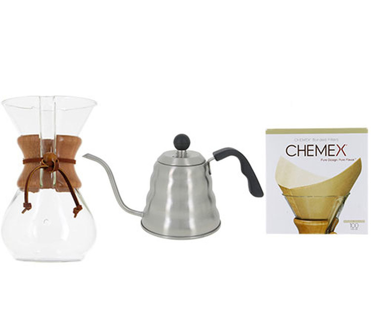 Kit Chemex n. 2: Chemex 6 tazze + caraffa D-Kanta + 100 filtri