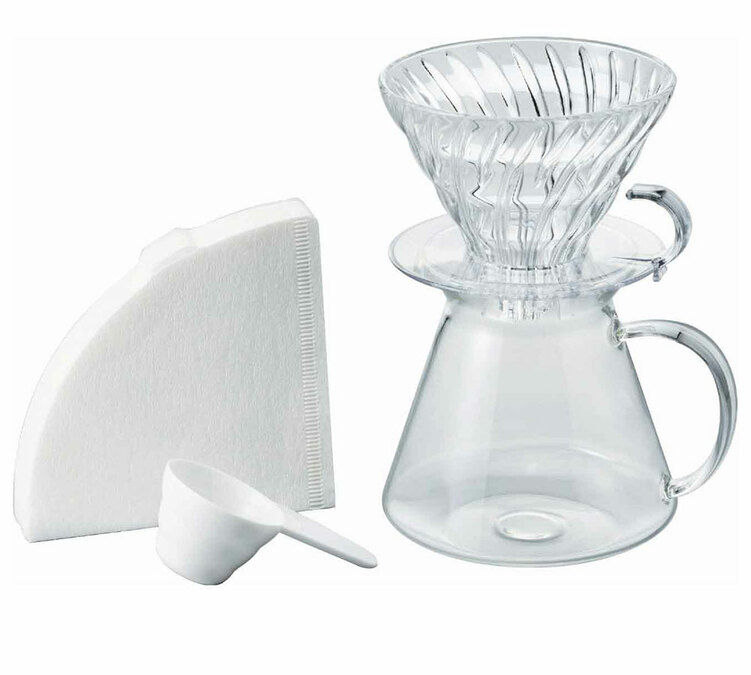 HARIO V60 стаклени комплет за капање за 1 до 4 шоље