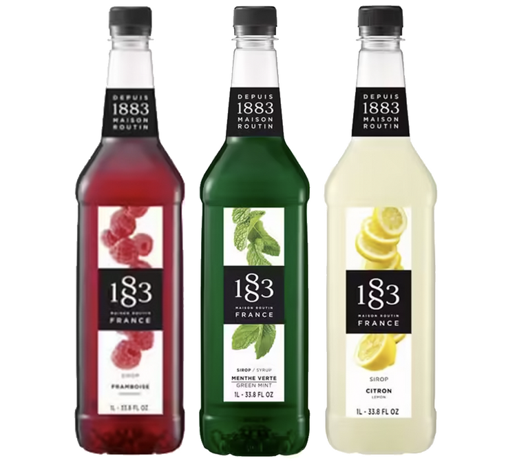 Sommer-Sirup-Set – 1883 Routin – Himbeere, Minze, Zitrone – 3 x 1 Liter