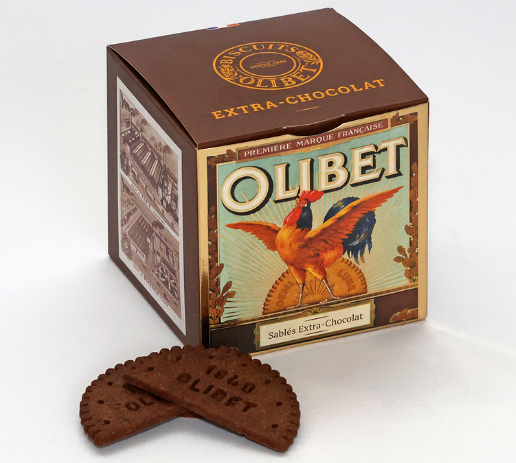 Šokoladiniai sviestiniai sausainiai - Dėžutė su 24 pusmėnesiais (140 g) - OLIBET