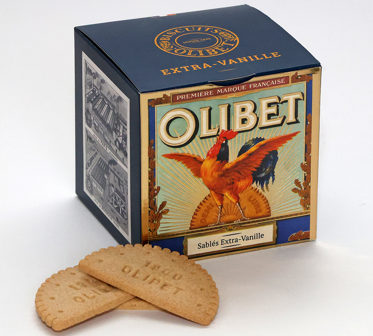 24 vnt. sviestinių sausainių su vanilės aromatu – 140 g – OLIBET.