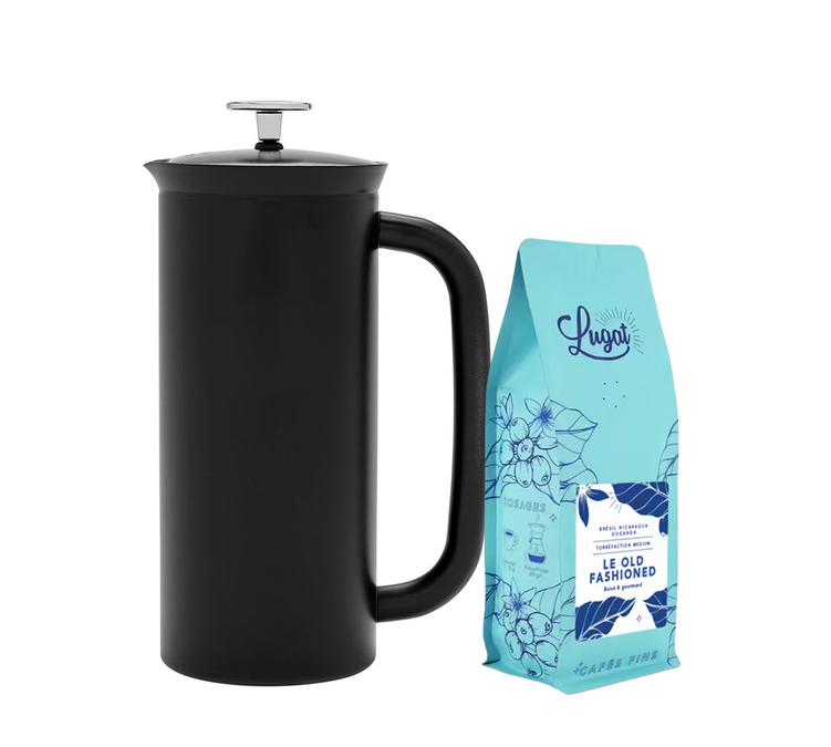 Espro P7 black matte French press coffee maker – 4 cups / 50 cl – ESPRO + 230g Lugat coffee.