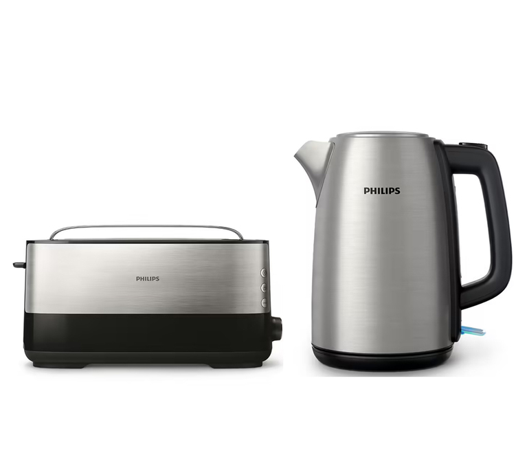 Philipsin aamiaistarvikesetti: vedenkeitin HD9351/90 + leivänpaahdin HD2692/90.
