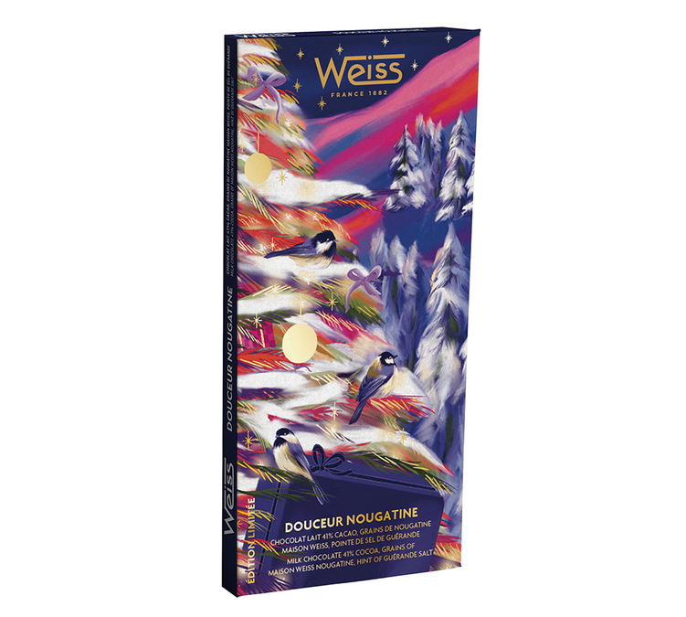 Tavoletta di cioccolato al latte e torrone di Natale - 90 g - MAISON WEISS
