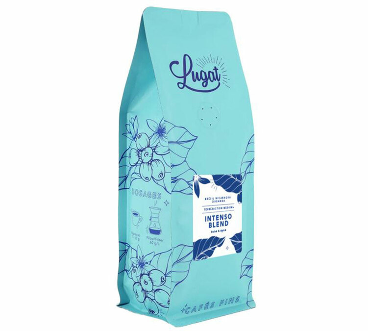 1 kg - Caffè in grani per uso professionale, miscela Intenso (precedentemente nota come miscela Italiana) - Caffè Lugat.