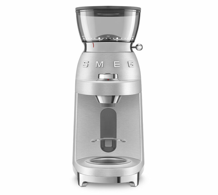 SMEG Coffee Grinder, Aluminum, CGF02SSEU, 1950s Style