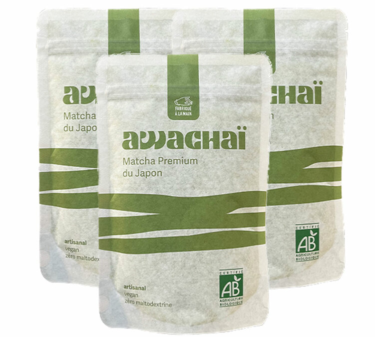 Premium Rzemieślnicza Wegańska Bio Matcha z Japonii - Luzem 3 x 100 g - AWACHAÏ