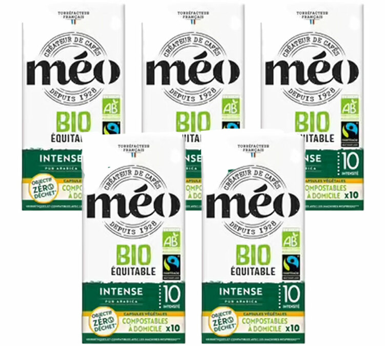 50 capsule compatibili con Nespresso* Original compostabili Bio Max Havelaar Intenso - CAFES MEO