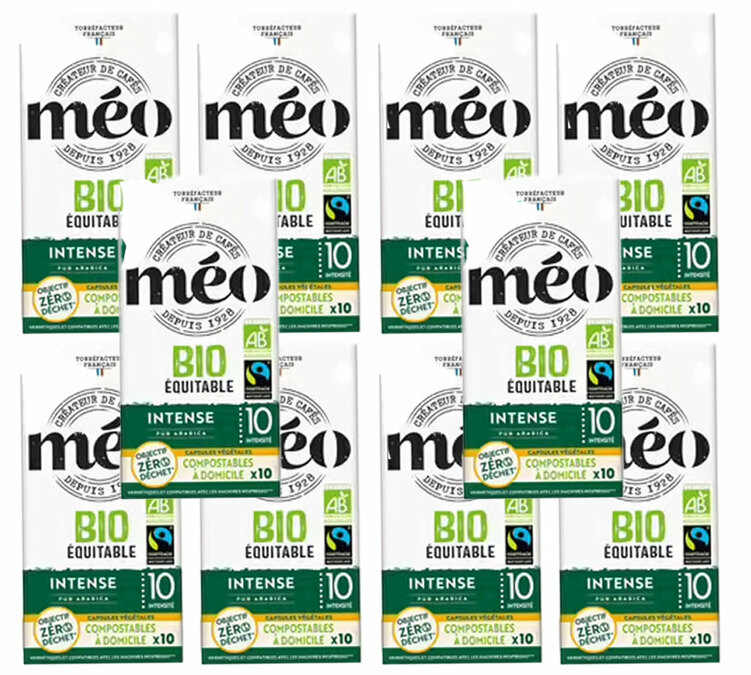 100 komposztálható bio Max Havelaar Intense Nespresso* Original kompatibilis kapszula - CAFES MEO