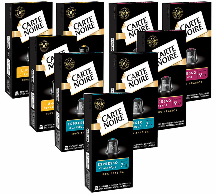 Пакет за откриване 90 съвместими капсули Nespresso* Original N°6 - 7 - 8 - CARTE NOIRE