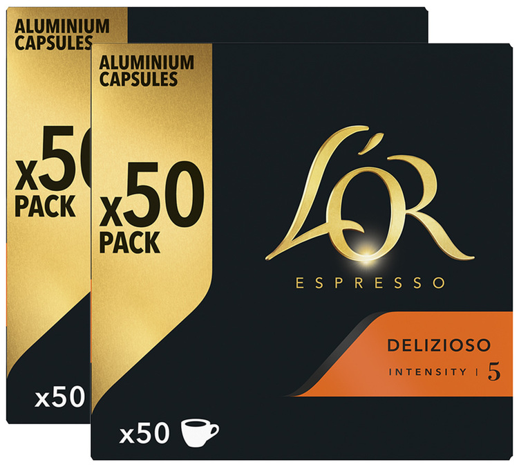 100 cápsulas compatíveis com Nespresso* Original Delizioso para uso profissional – L’OR ESPRESSO