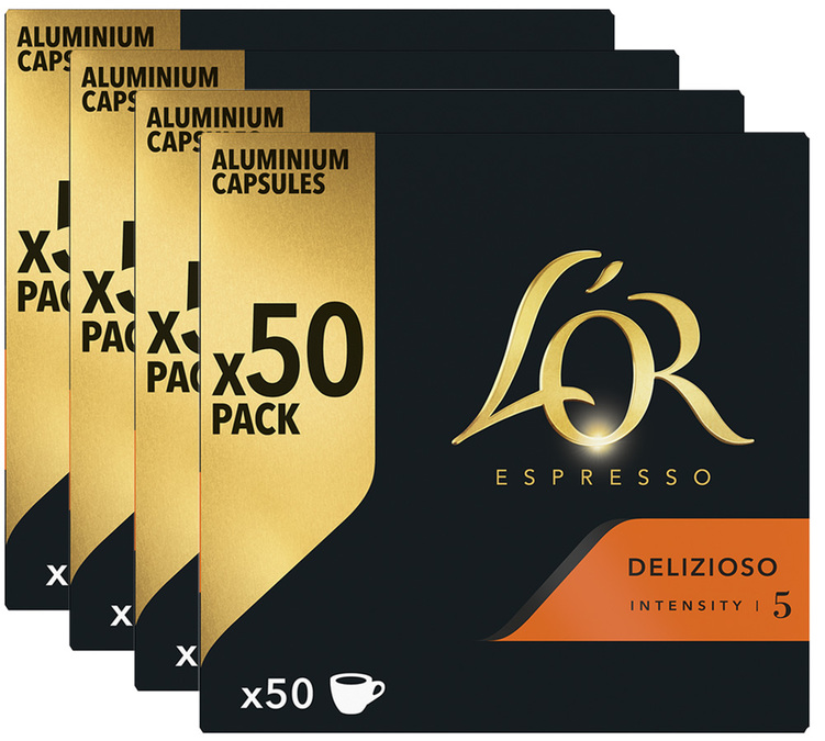 200 cápsulas compatibles con Nespresso* Original Delizioso para uso profesional - L'OR ESPRESSO.