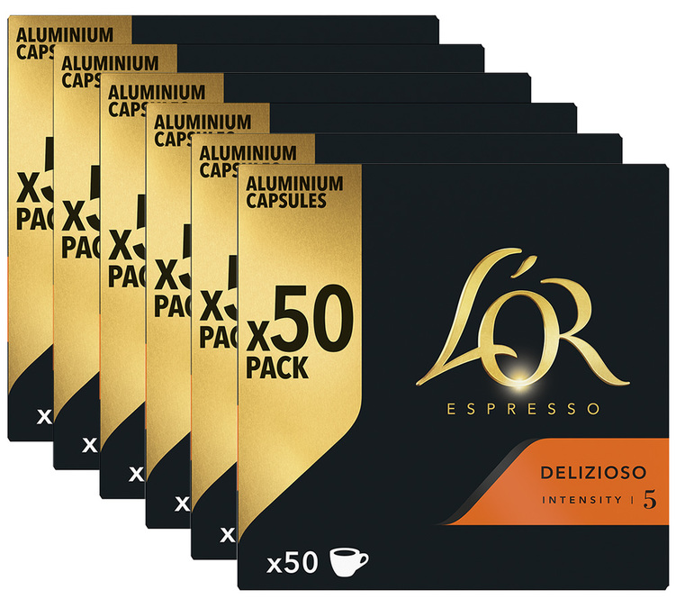 300 kapslar, kompatibla med Nespresso* Original, Delizioso – för professionellt bruk – L’OR ESPRESSO