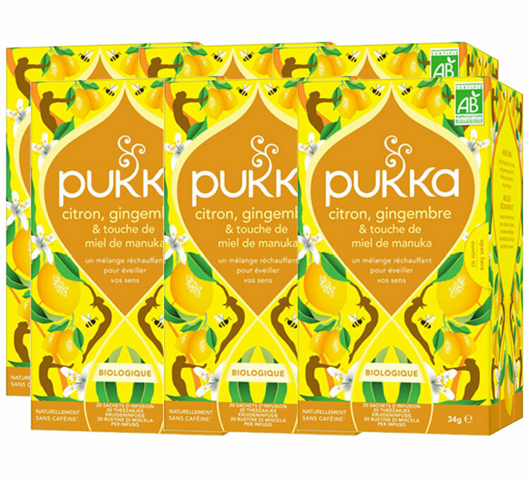 Infuso per professionisti Limone, Zenzero e Miele di Manuka Biologico - 6 x 20 bustine - PUKKA