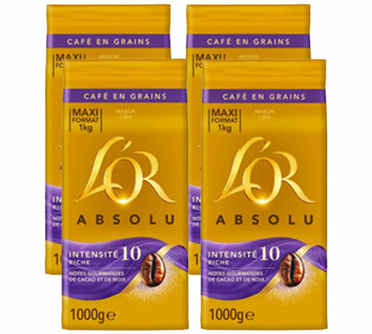 4 x 1 kg - Kahvipavut - Intensiteetti 10 - L'OR