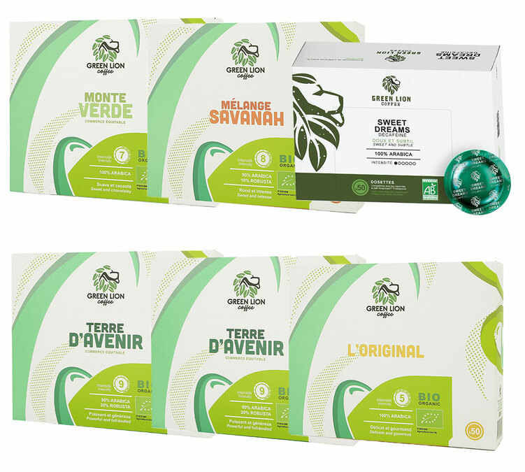 Luomu Löytöpakkaus 300 Nespresso* Pro yhteensopivaa kapselia – GREEN LION COFFEE