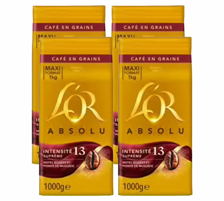 4 x 1Kg Kawa w ziarnach Intensywność 13 - L'Or