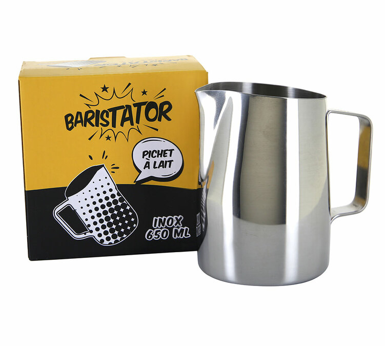 Milchkännchen für den professionellen Einsatz, Marke BARISTATOR, Edelstahl, 65 cl.