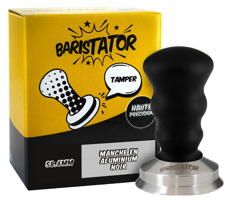 Professionele koffietamper BARISTATOR 58.6mm hoge precisie aluminium zwarte handgreep