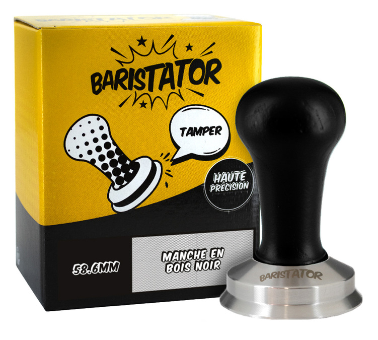 BARISTATOR Professionell kaffetamper 58.6mm Hög precision Svart trä