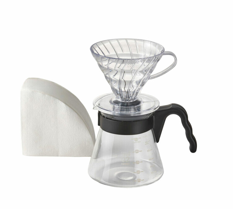 Комплет V60 HARIO dripper + чајник за 4 шоље
