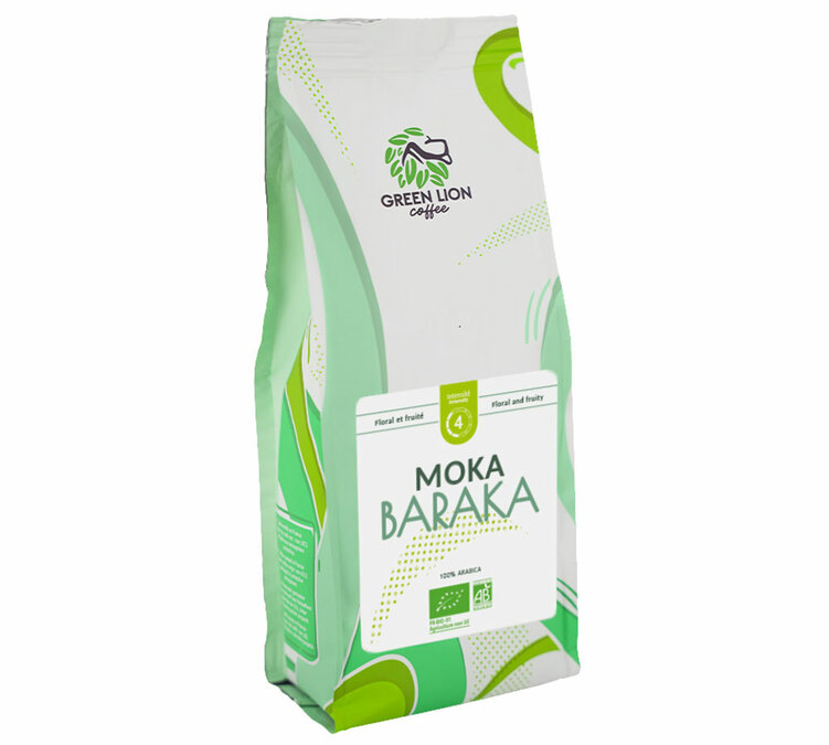 250 g – Ekologiska kaffebönor för baristor, Moka Baraka – Green Lion Coffee.