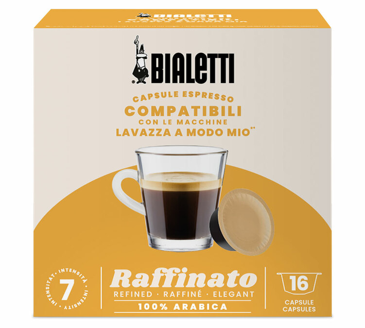 16 cápsulas Lavazza A Modo Mio compatibles, variedad Raffinato - Bialetti.