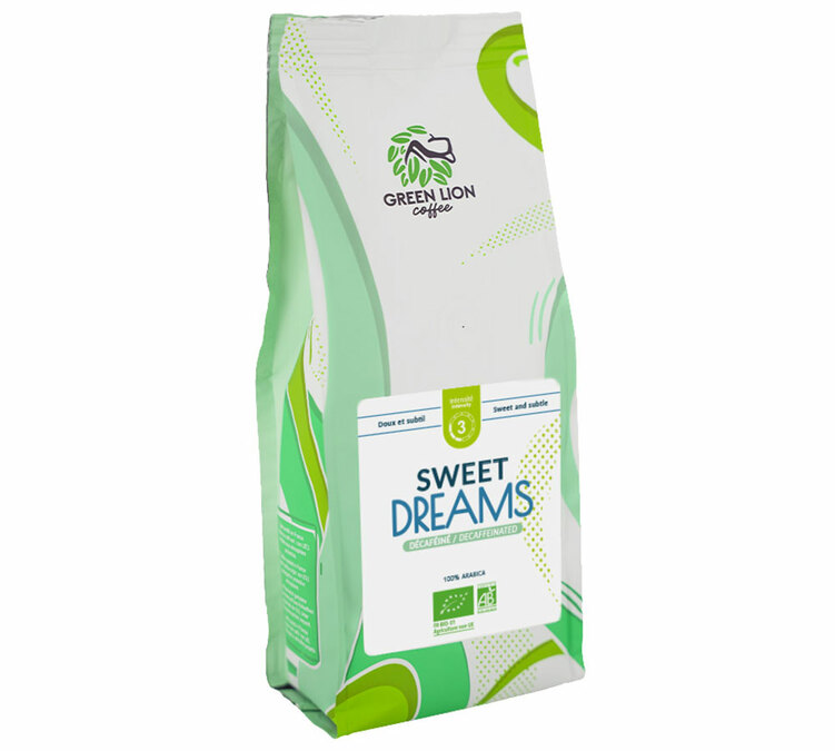 1 кг - Кафе на зърна за професионалисти - Sweet Dreams безкофеиново био - Green Lion Coffee