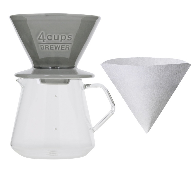 Kit Dripper KINTO SCS-04-BR cinzento + Jarra de vidro 600 ml para profissionais