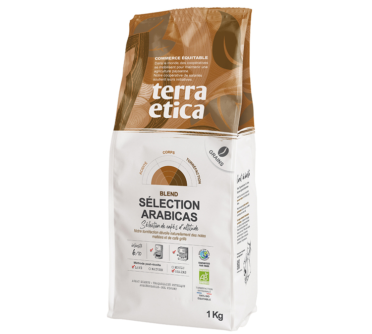 1kg - Organic Whole Bean Coffee for Professionals Arabica Selection - Terra Etica