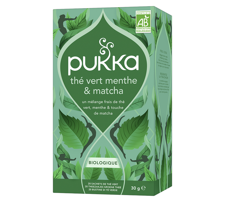 Био зелен чай със мента и матча - 20 пакетчета - PUKKA