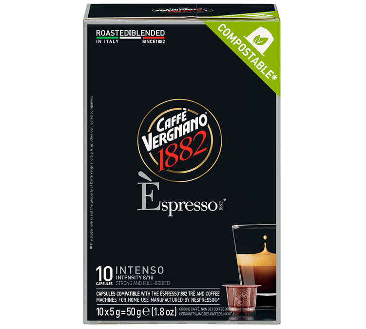 10 Kapseln, kompatibel mit Nespresso* Original, Espresso Intenso - CAFFE VERGNANO