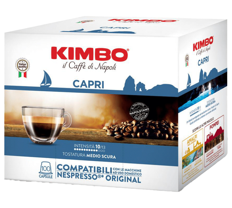 100 suderinamų kapsulių Nespresso* Original Capri - KIMBO
