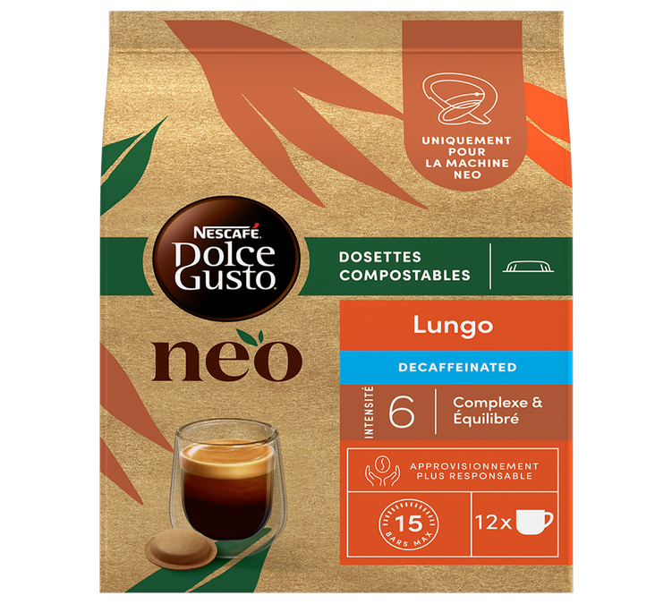 12 κάψουλες Dolce Gusto® Neo – Lungo χωρίς καφεΐνη – NEO BY NESCAFÉ DOLCE GUSTO®