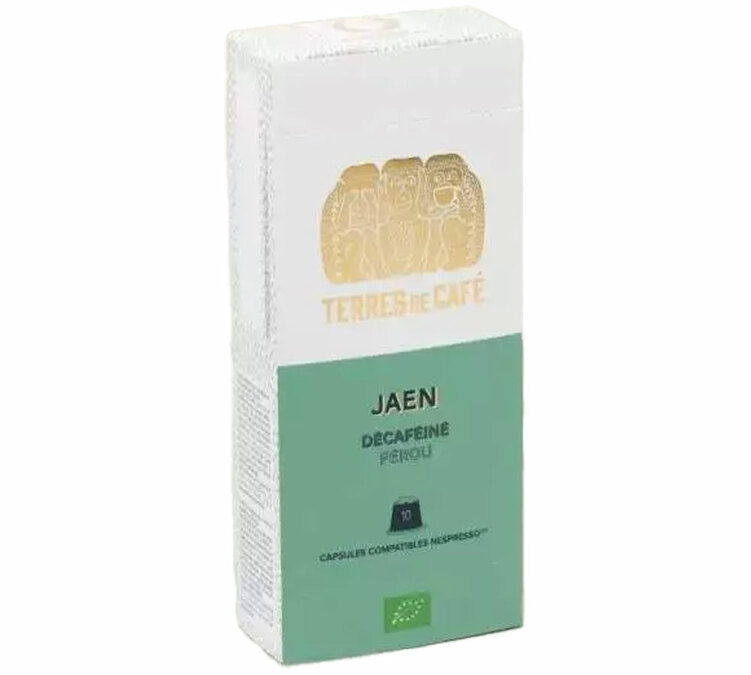 10 cápsulas compatibles Nespresso* Original Jaen Descafeinado Bio - TERRES DE CAFÉ
