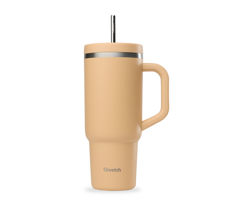 Termo boca s slamkom Travel cup apricot - 90 cl - QWETCH
