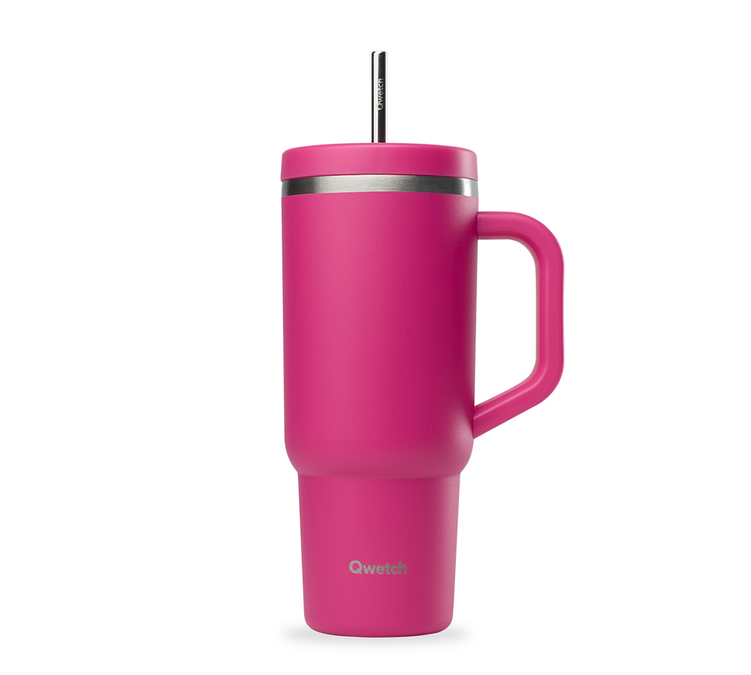 Borraccia termica con cannuccia Travel cup magenta - 90 cl - QWETCH