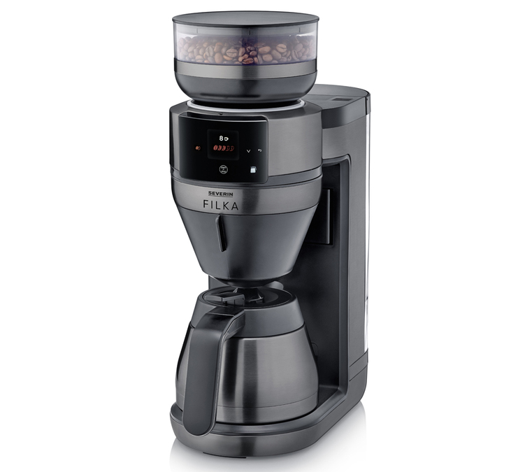 Caffettiera filtro Filka 2.0 KA4855 in acciaio inossidabile scuro, 5 in 1 - SEVERIN + omaggio
