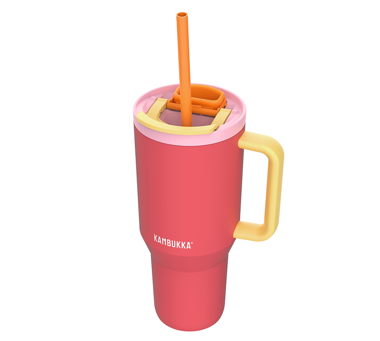 Thermal bottle with straw Rio Pink papaya - 95 cl - KAMBUKKA