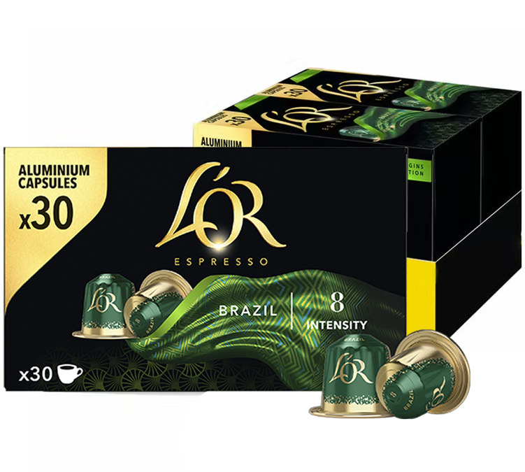 90 db-os kapszulás csomag, kompatibilis a Nespresso* Original gépekkel – L'OR ESPRESSO, Brazil eredetű.