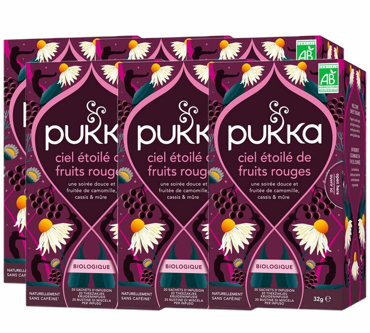 Ekologiskt örtte för professionellt bruk, Ciel Etoilé de Fruits Rouges – 6 x 20 tepåsar – PUKKA.